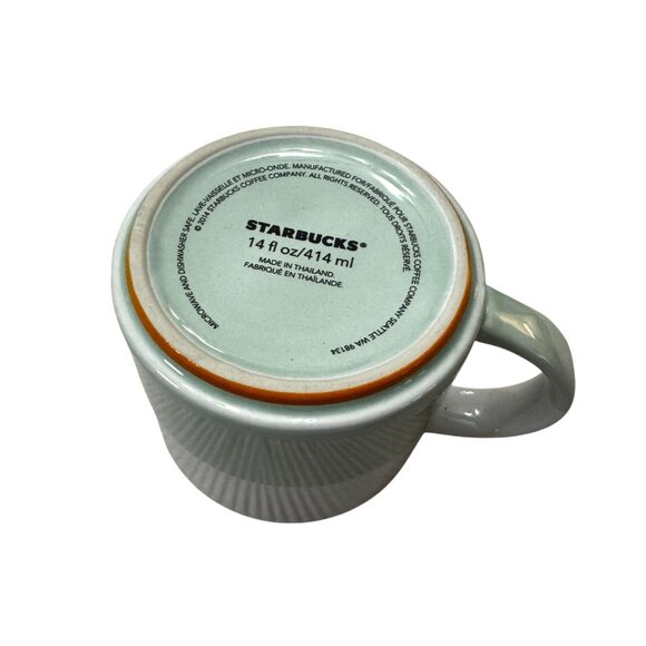 Starbucks 2014 Seafoam and White Textured Stacking Mug 14 oz - Picture 3 of 5